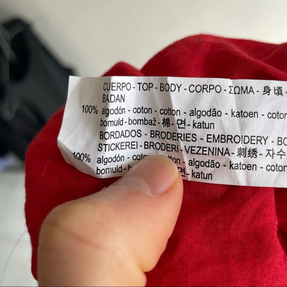 ZARA boho red off the shoulder top. Size xs-s. 100% cotton. - Picture 9 of 9